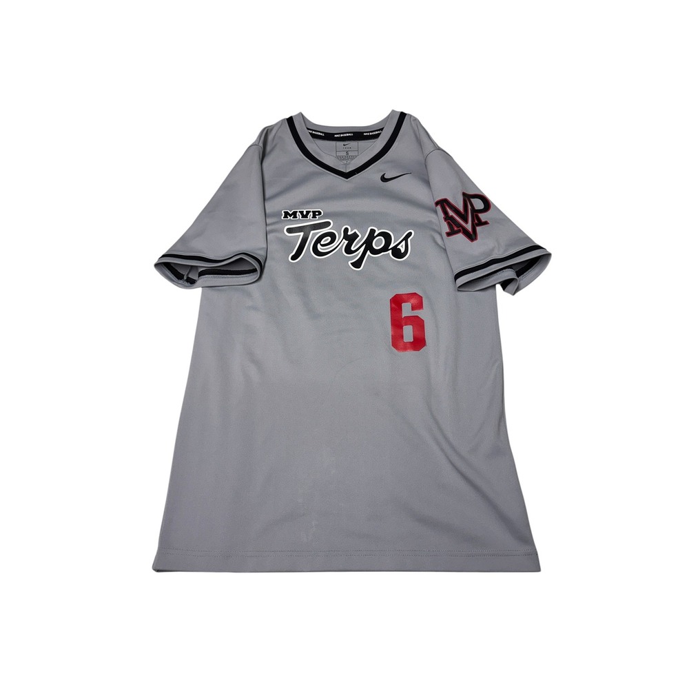 Nike x Baseball Terps MVP Jersey Mens Small Gray‎ Red Number 6 DM4123-058